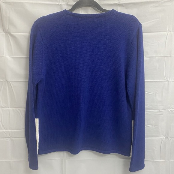 CRYSTAL KOBE WOMANS Sz S BLUE KNIT SWEATER CARDIGAN CHRISTMAS CACTUS - Picture 2 of 8